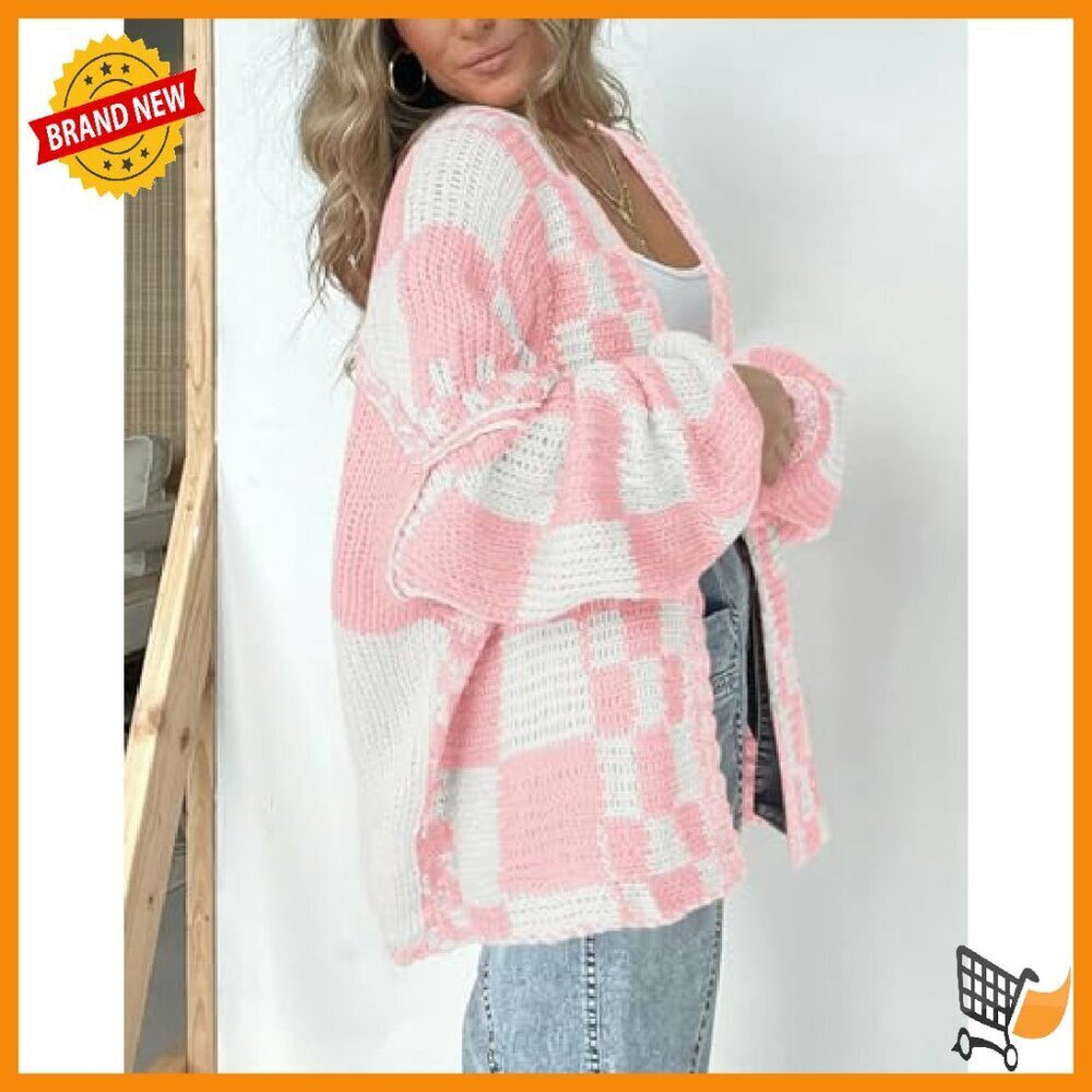 Chunky Knit Open Front Cardigan Sweater Women's Long Sleeve Cozy Fall - Picture 6 of 8